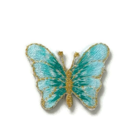 Small Aqua Butterfly Embroidered Patch - Picture 3 of 3